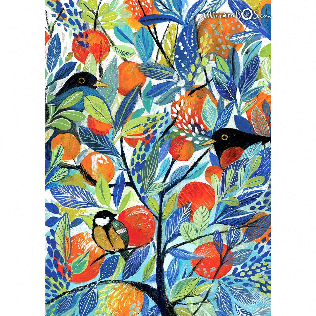 A2 Giclée - Uniek  | Vogels en Citrus - Unieke kans